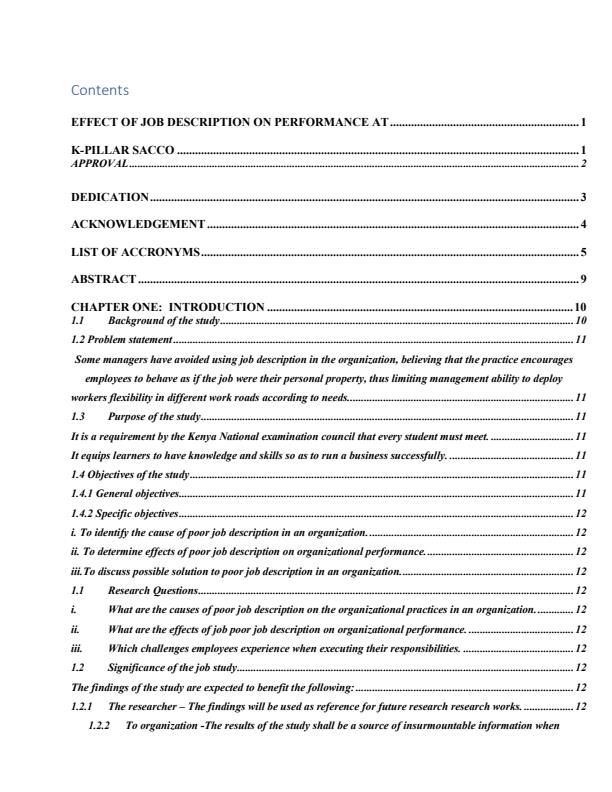 Page 1 – Effect of poor Job Description on Performance at K-Pillar Sacco – Kenyaplex