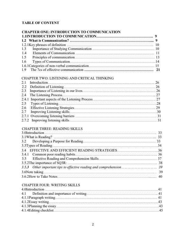 Page 1 – COMM 111: Communication Skills Notes – Kenyaplex