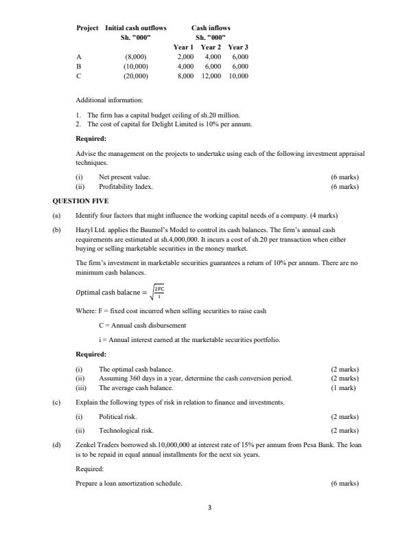 Page 3 – KASNEB ATD Level III Fundamentals of Finance Questions and Answers April 2022 – Kenyaplex