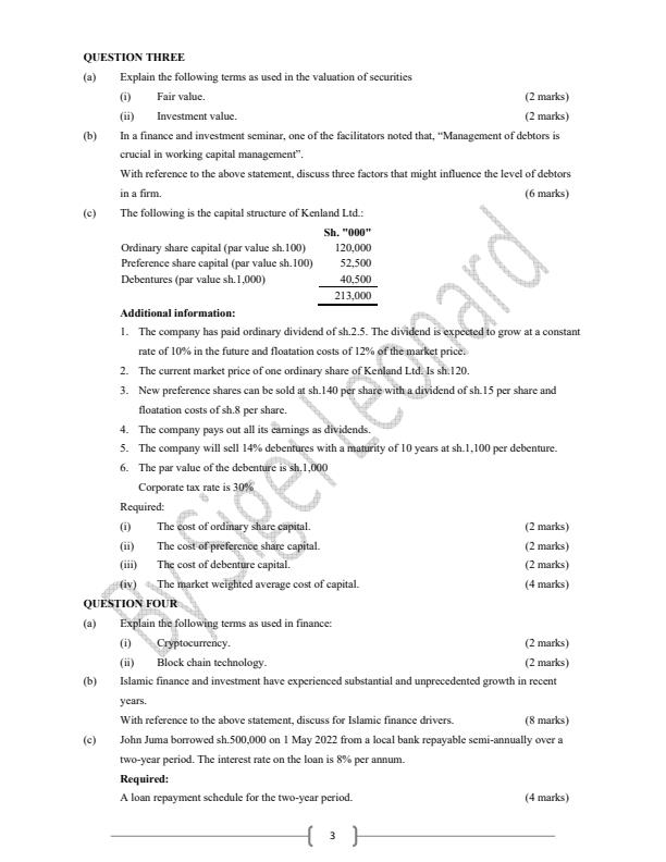 Page 3 – Fundamentals of Finance Revision Guide - Questions and Answers ATD Level III – Kenyaplex