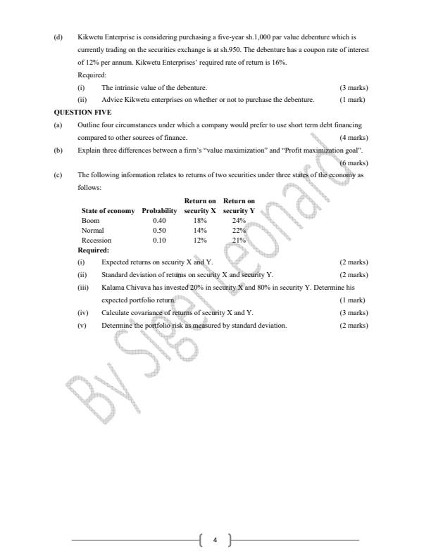 Page 4 – Fundamentals of Finance Revision Guide - Questions and Answers ATD Level III – Kenyaplex
