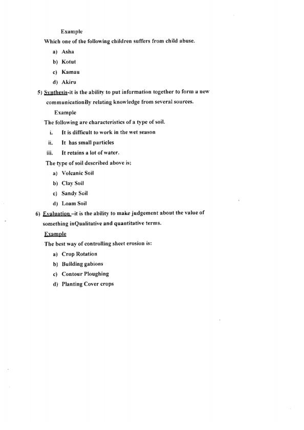 KCPE Social Studies Questions Distribution 12502