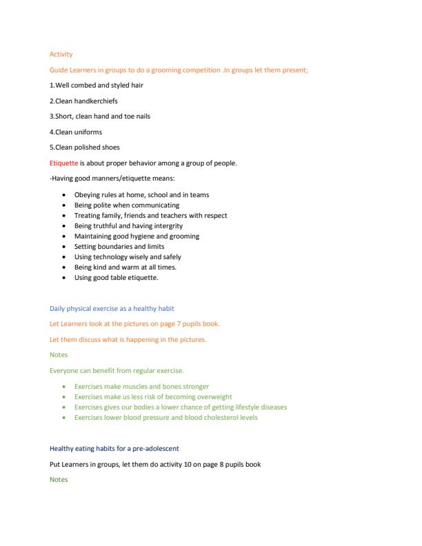 Grade 5 Home Science Notes 12512