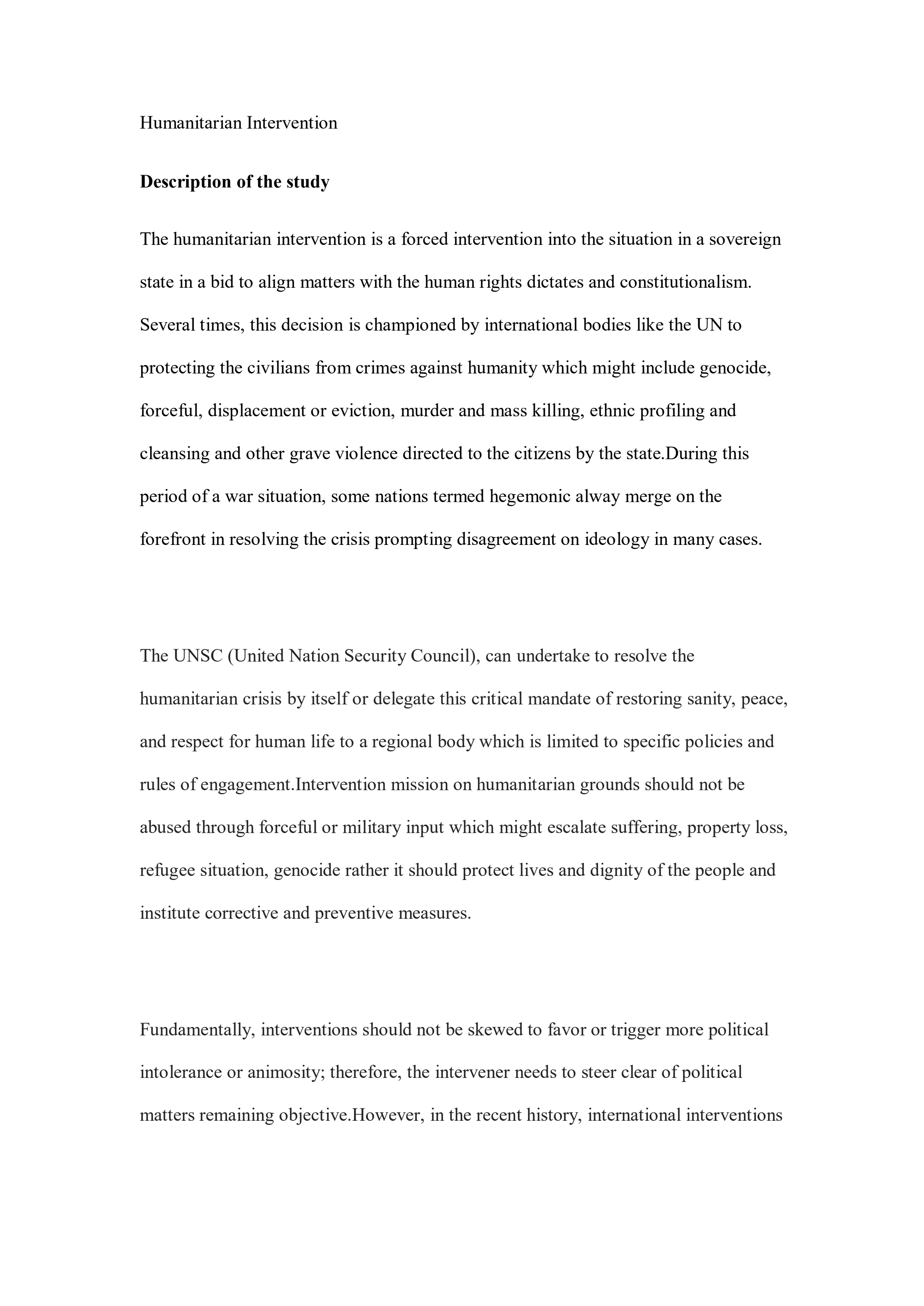 Page 1 – Selectiveness of International Community in intervening in Humanitarian Crises – Kenyaplex