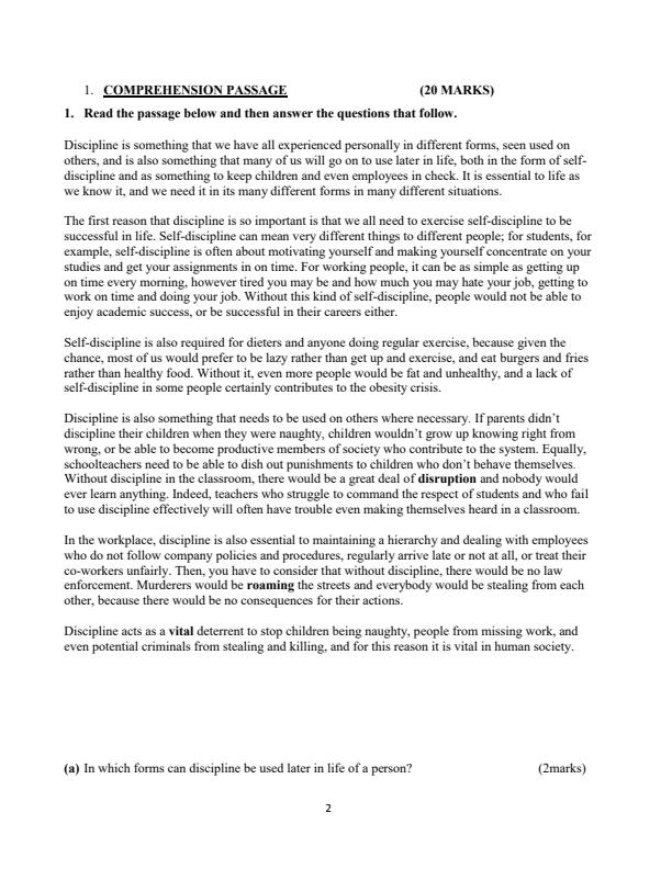 2023 Form 1 English Term 2 opener exams Set 1 (with marking scheme) 13874