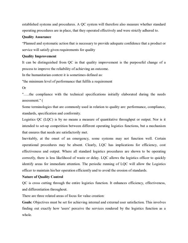 Page 2 – Logistics Management Notes on Quality Control – Kenyaplex
