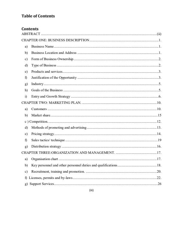 Page 1 – Blue Towel Health Dishes Business Plan: Sample Plan – Kenyaplex