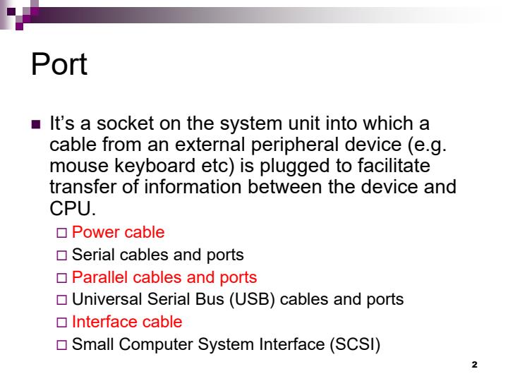 Page 1 – Form 1 Computer Studies Chapter 5 - Power and Interface Cables Notes – Kenyaplex