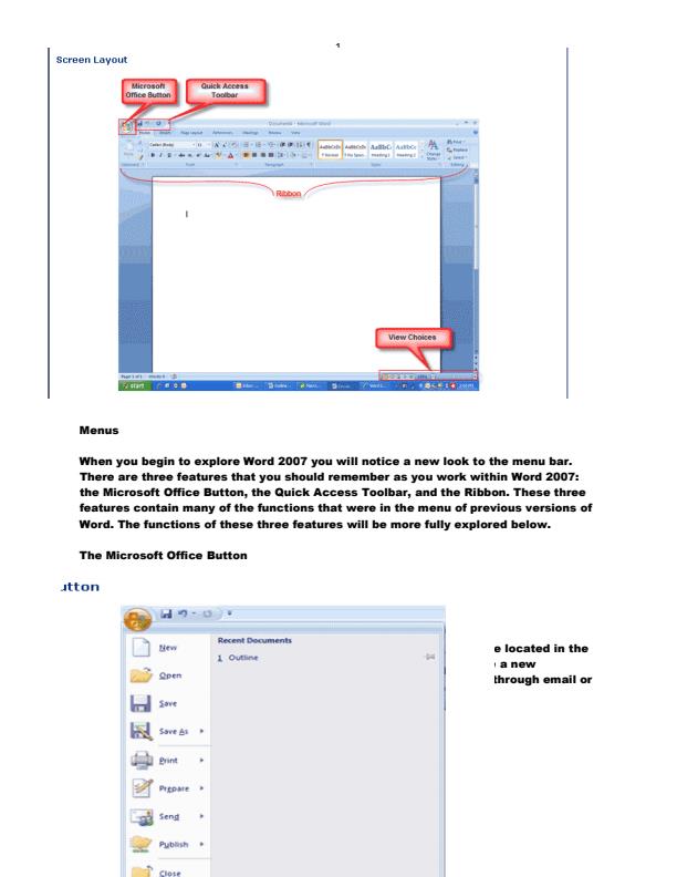 Page 1 – Microsoft Office 2007 Training Manual – Kenyaplex