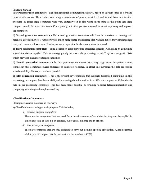 Page 2 – New Computer Packages: Microsoft Word Training Manual - Notes – Kenyaplex