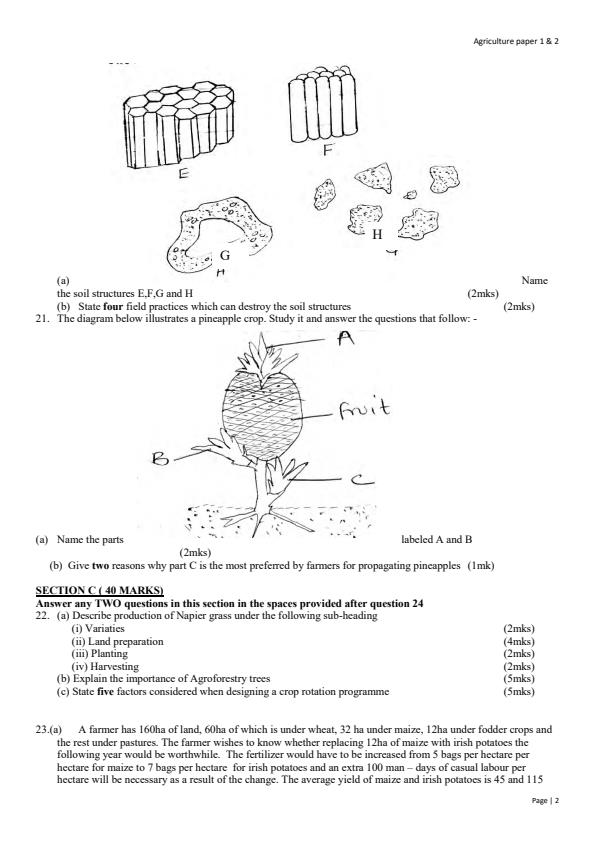 Page 2 – 2023 KCSE Consolidated Trial Examinations Agriculture Booklet – Kenyaplex