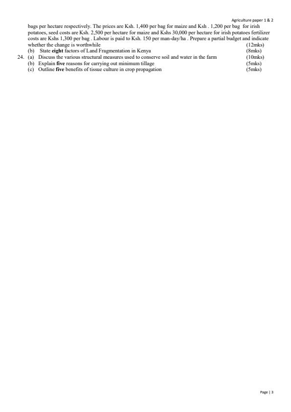 Page 3 – 2023 KCSE Consolidated Trial Examinations Agriculture Booklet – Kenyaplex