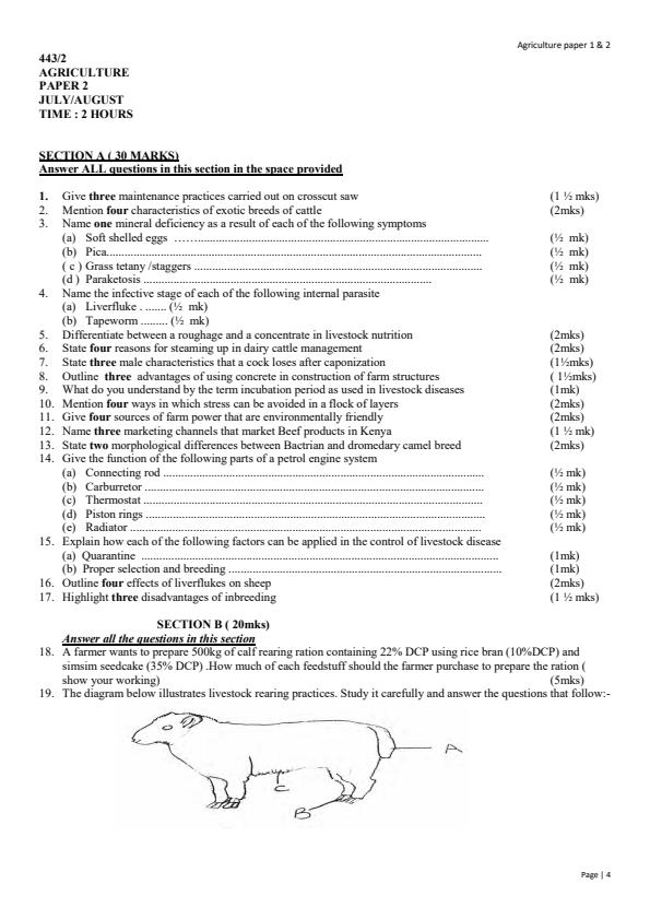 Page 4 – 2023 KCSE Consolidated Trial Examinations Agriculture Booklet – Kenyaplex