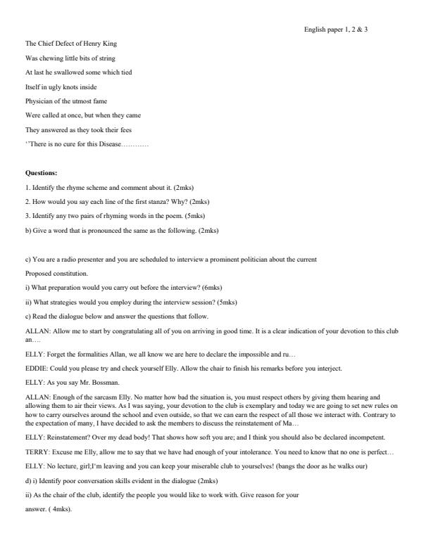 Page 1 – KCSE  Consolidated Trial Examinations English Booklet – Kenyaplex