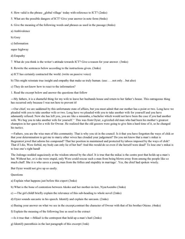 Page 3 – KCSE  Consolidated Trial Examinations English Booklet – Kenyaplex