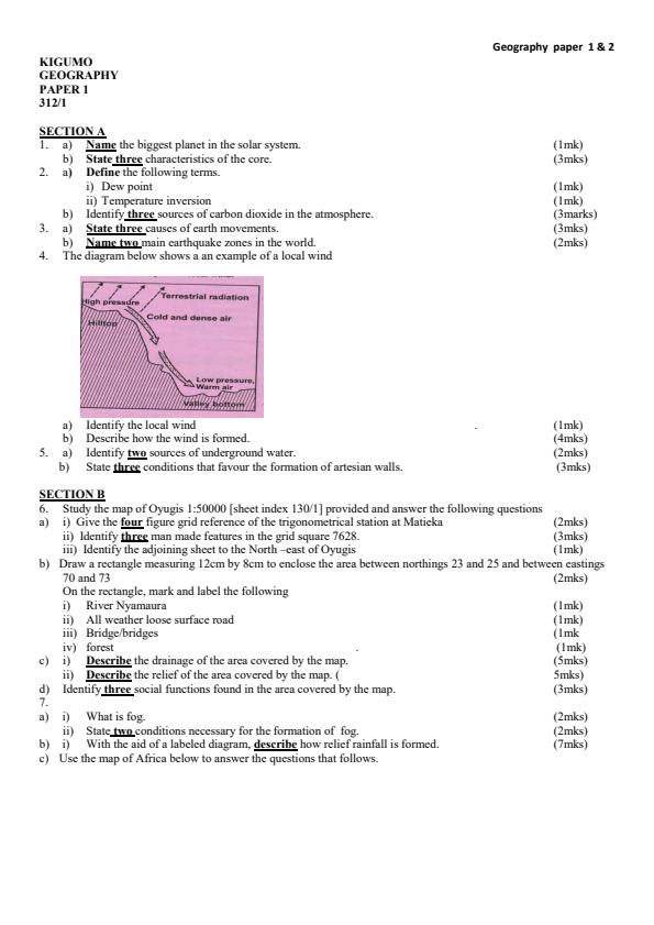 Page 1 – KCSE  Consolidated Trial Examinations Geography Booklet – Kenyaplex