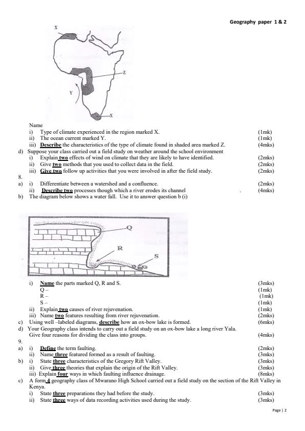 Page 2 – KCSE  Consolidated Trial Examinations Geography Booklet – Kenyaplex