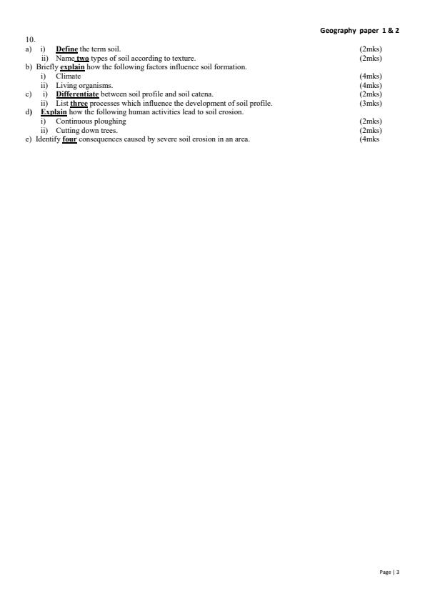 Page 3 – KCSE  Consolidated Trial Examinations Geography Booklet – Kenyaplex