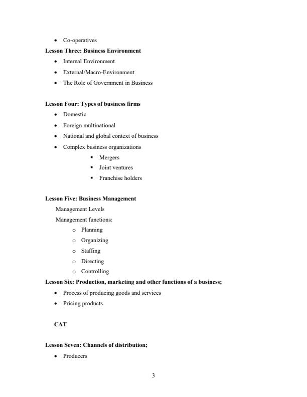 Page 2 – BBM 113: Introduction to Business Studies Notes – Kenyaplex