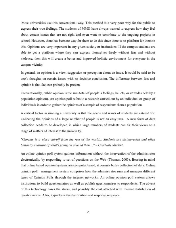 Page 2 – Campus Opinion Poll System Sample Documentation – Kenyaplex