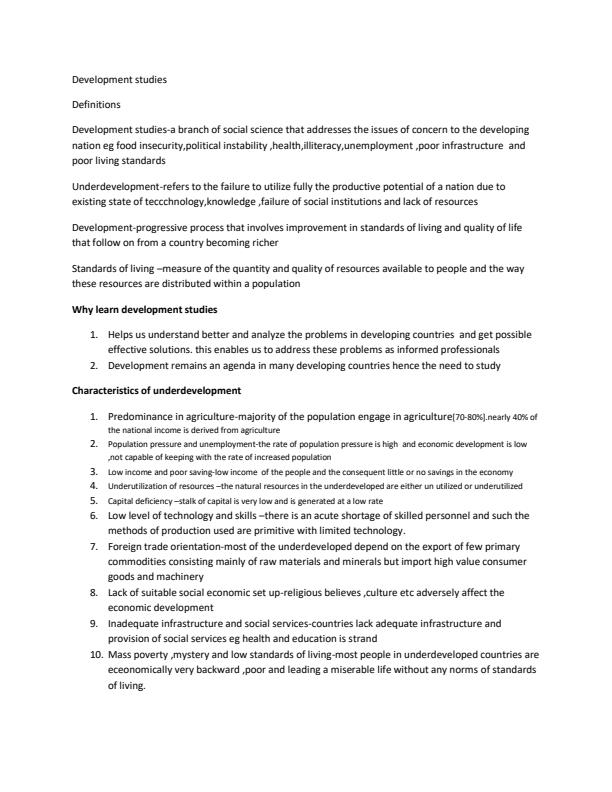 Page 1 – UCU 2126:  Development Studies Notes – Kenyaplex