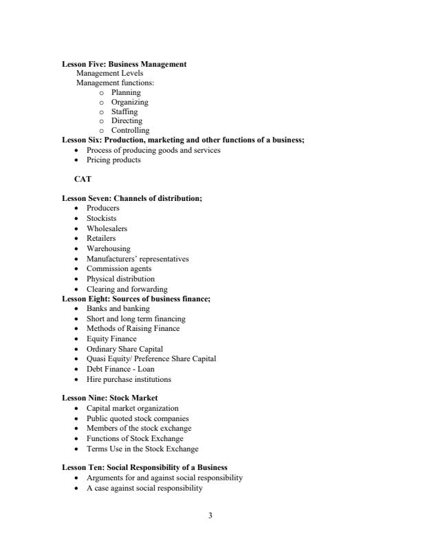 Page 2 – BBM 1101: Introduction to Business Studies Notes – Kenyaplex