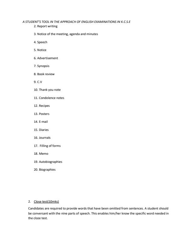 Page 2 – A student’s tool in the approach of English examinations in K.C.S.E – Kenyaplex