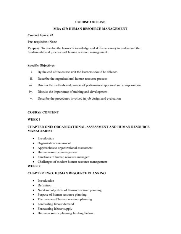 Page 1 –  PAM 503: Human Resource Management Notes – Kenyaplex