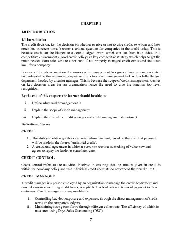 Page 1 – DAF1208: Credit Management Notes – Kenyaplex