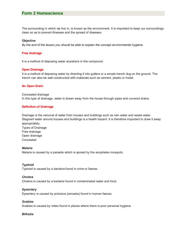 Page 1 – Form 2 Home Science Notes – Kenyaplex