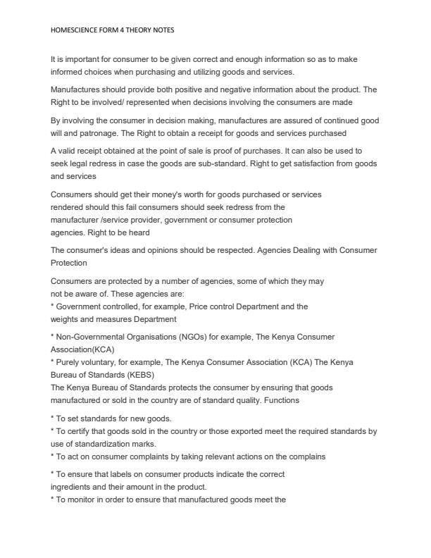 Page 2 – Form 4 Home Science Notes – Kenyaplex