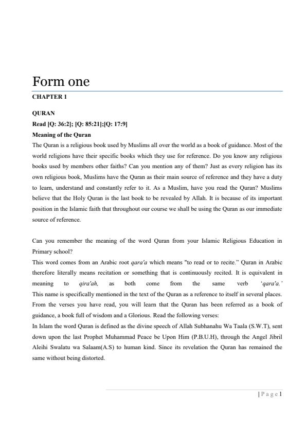 Page 1 – Form 1 IRE Notes – Kenyaplex