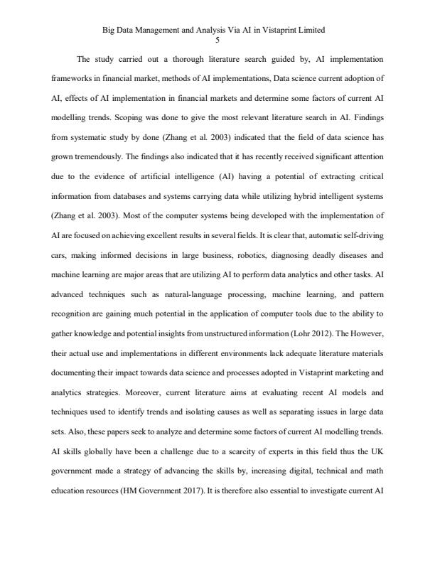 Page 1 – Big Data Management and Analysis Via AI in Vistaprint Limited - ICS 3100 – Kenyaplex
