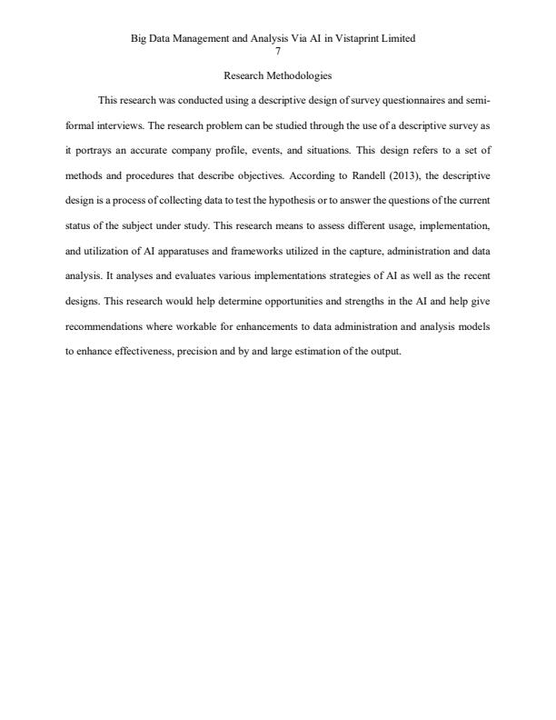 Page 3 – Big Data Management and Analysis Via AI in Vistaprint Limited - ICS 3100 – Kenyaplex