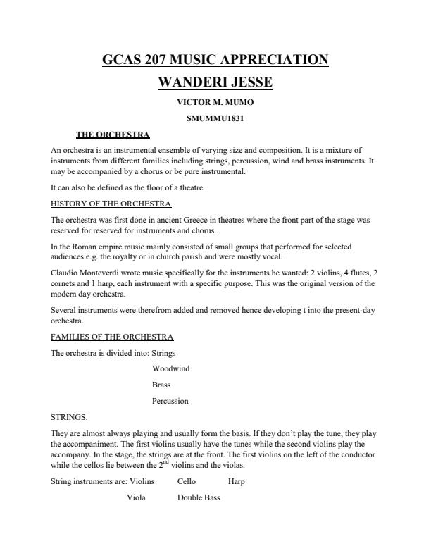 Page 1 – GCAS 207 Music Appreciation Notes on Orchestra – Kenyaplex
