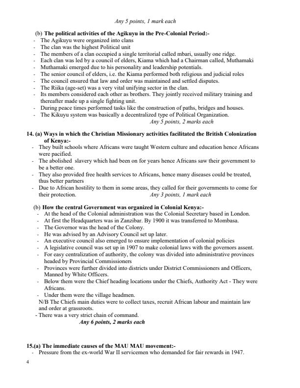 Page 4 – Sample History and Government Paper 1 and 2 Questions and Answers – Kenyaplex