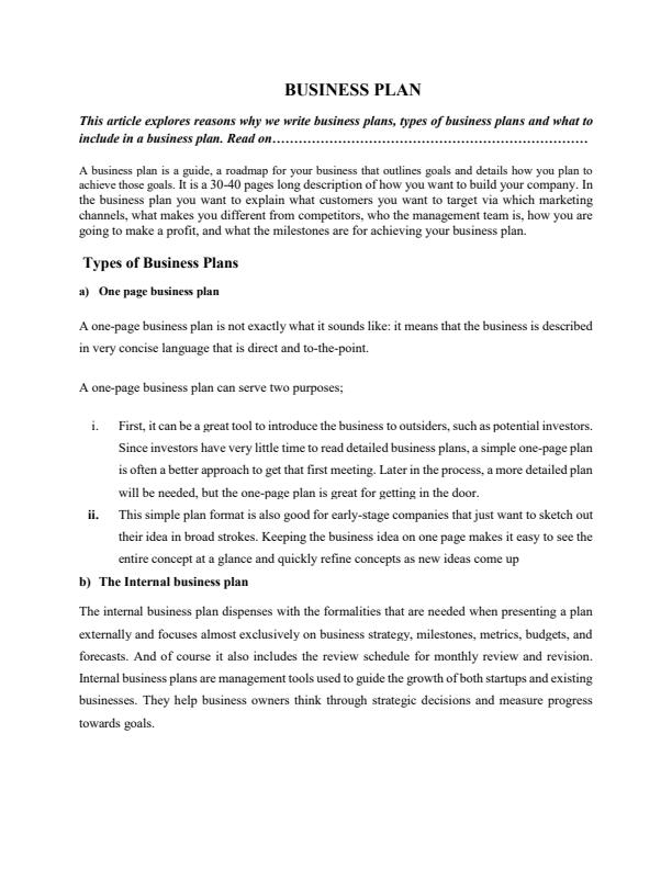 Page 1 – How to Write a Perfect Business Plan – Kenyaplex