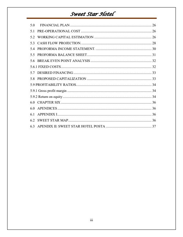 Page 3 – Sample Hotel Business Plan – Kenyaplex