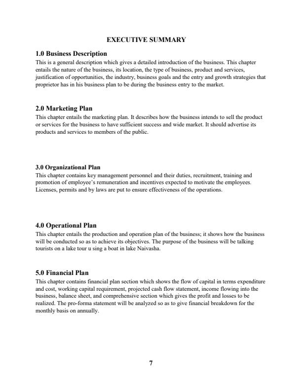 Page 1 – Sample Tour Company Business Plan – Kenyaplex