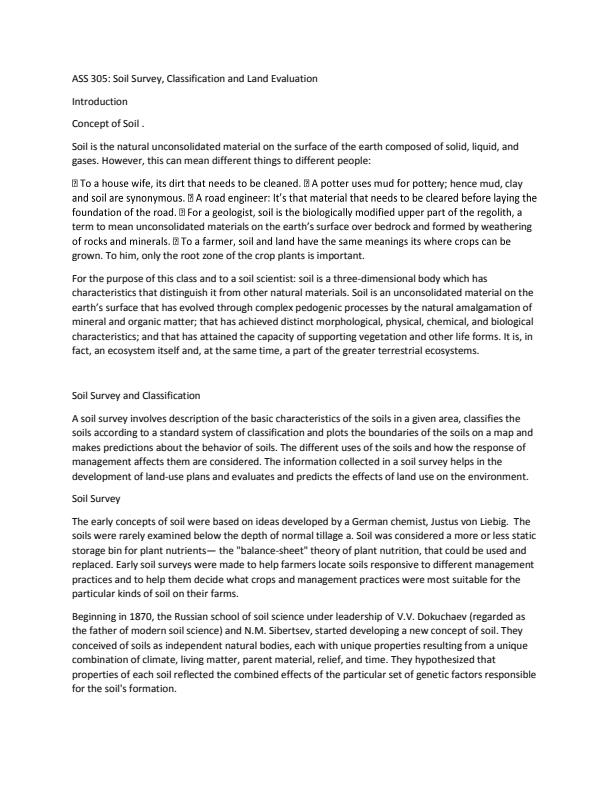 Page 1 – ASS 305: Soil Survey, Classification and Land Evaluation Notes – Kenyaplex