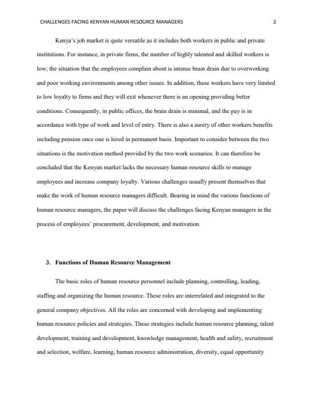 Page 2 – Explain the challenges facing Human Resource Managers in Kenya  - BHM 822: Human Resource Management – Kenyaplex