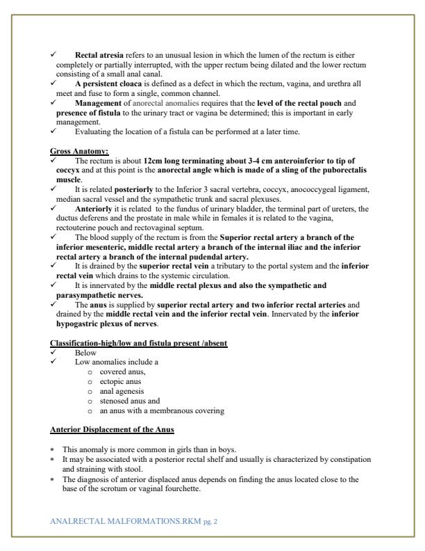 Page 2 – KMTC: Surgery:Anorectal malformations Notes – Kenyaplex