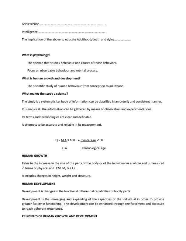 Page 2 – PSY 310: Human Growth and Development Notes – Kenyaplex