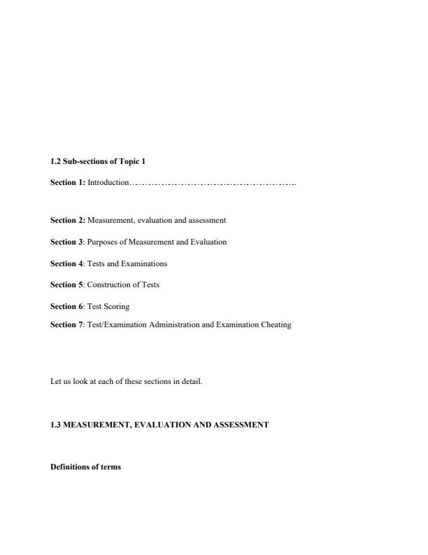 Page 1 – PSY 311: Educational Measurement and Evaluation Notes – Kenyaplex