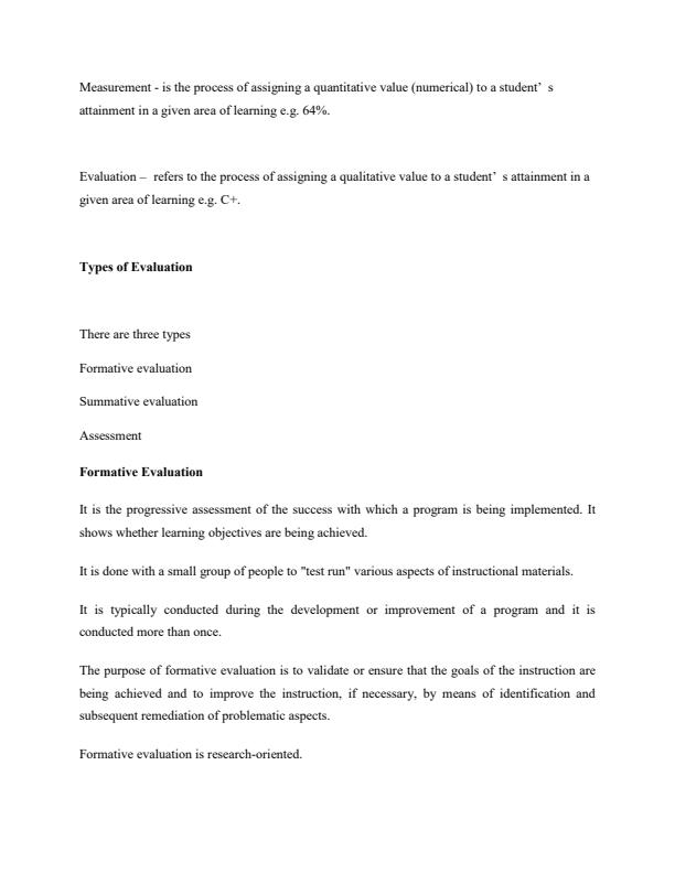 Page 2 – PSY 311: Educational Measurement and Evaluation Notes – Kenyaplex