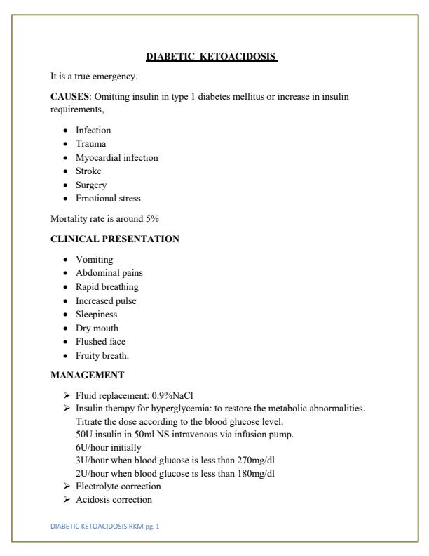 Page 1 – KMTC Medicine: Diabetic Ketoacidosis Notes – Kenyaplex