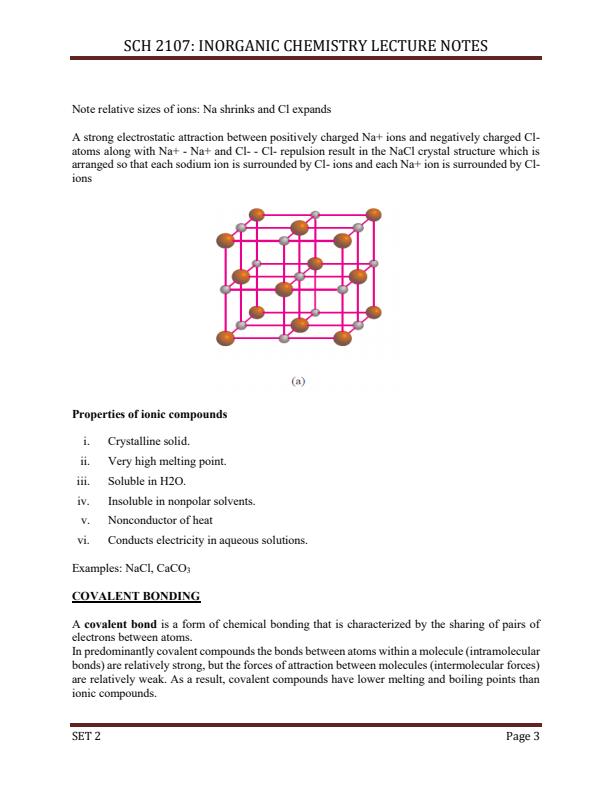 Page 3 – SCH 2107: Inorganic Chemistry Notes – Kenyaplex