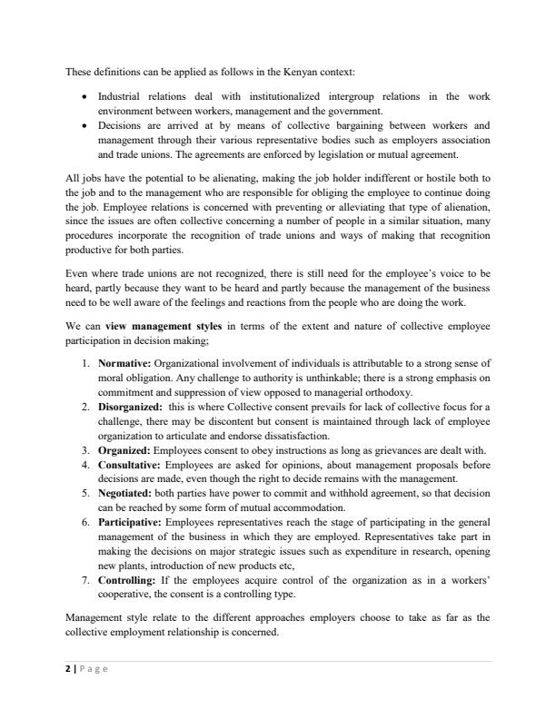 Page 2 – MGT 414: Industrial Relations Notes – Kenyaplex