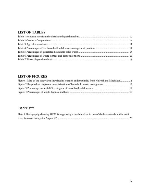 Page 3 – Assessment of Household Solid Waste Management in Athi Town, Machakos County – Kenyaplex