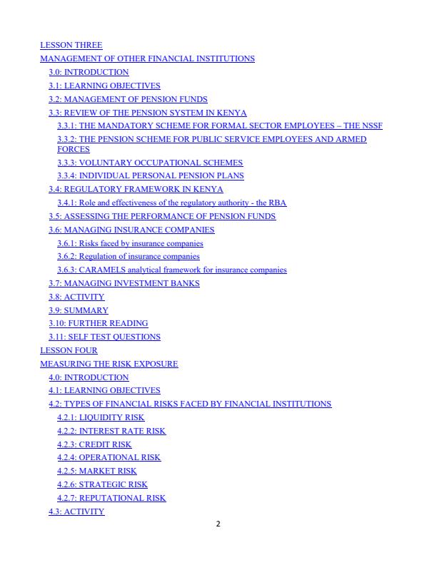 Page 2 – BAC 310: Management of Financial Institutions Notes – Kenyaplex